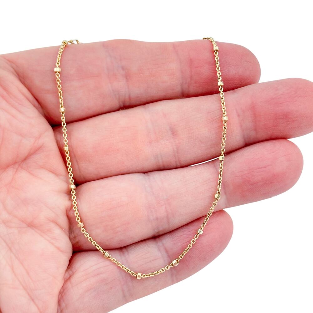 Vintage Sterling Silver 925 Gold Bead Station Anklet 9"-10"